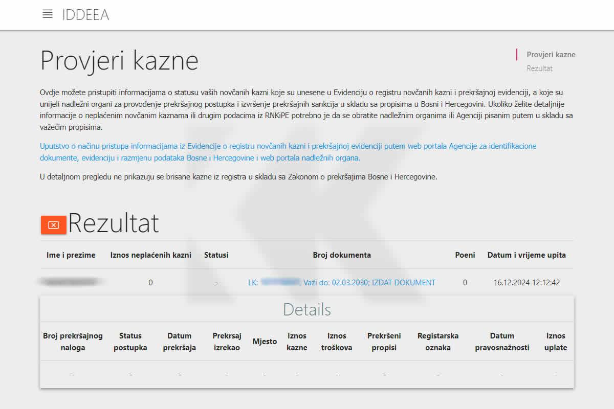 IDDEEA Registar kazni u Bosni i Hercegovini