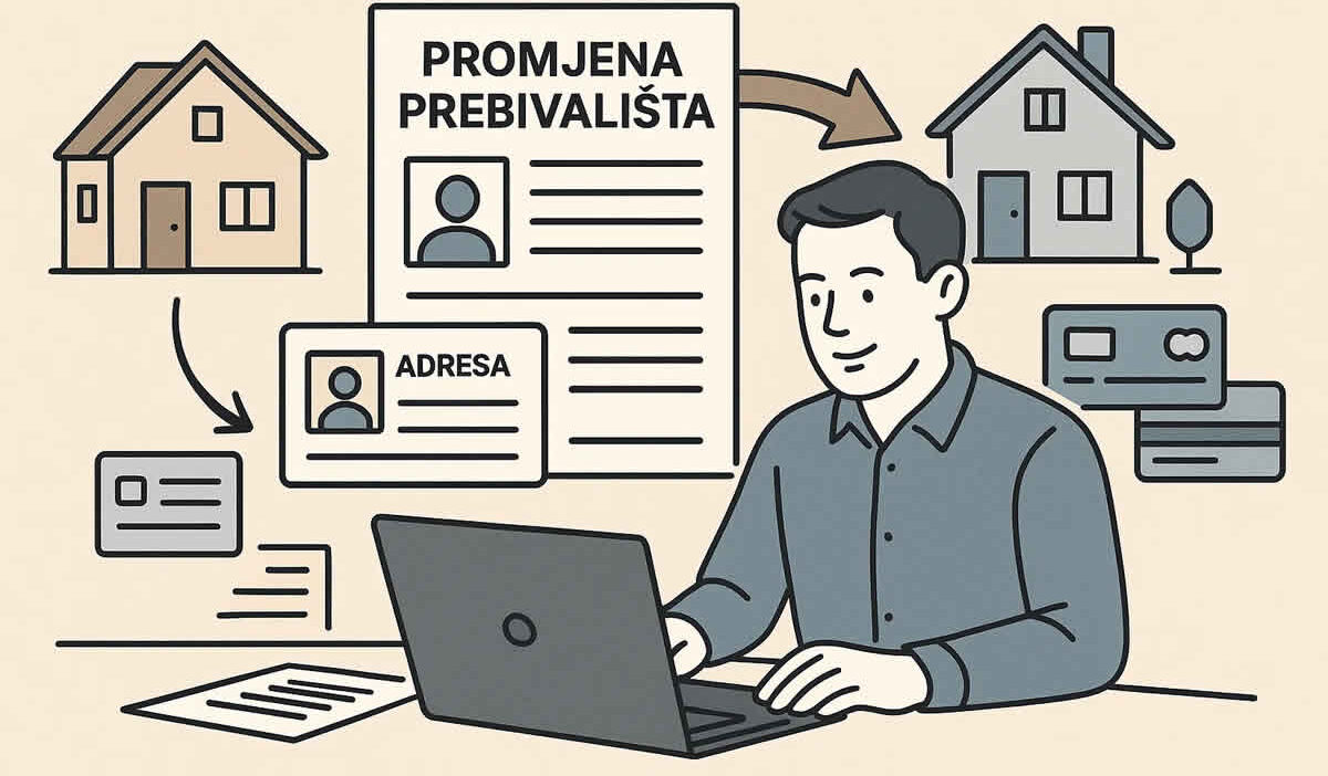 promjena prebivalište cijena dokumenti prijava lična karta kompjuter muškarac