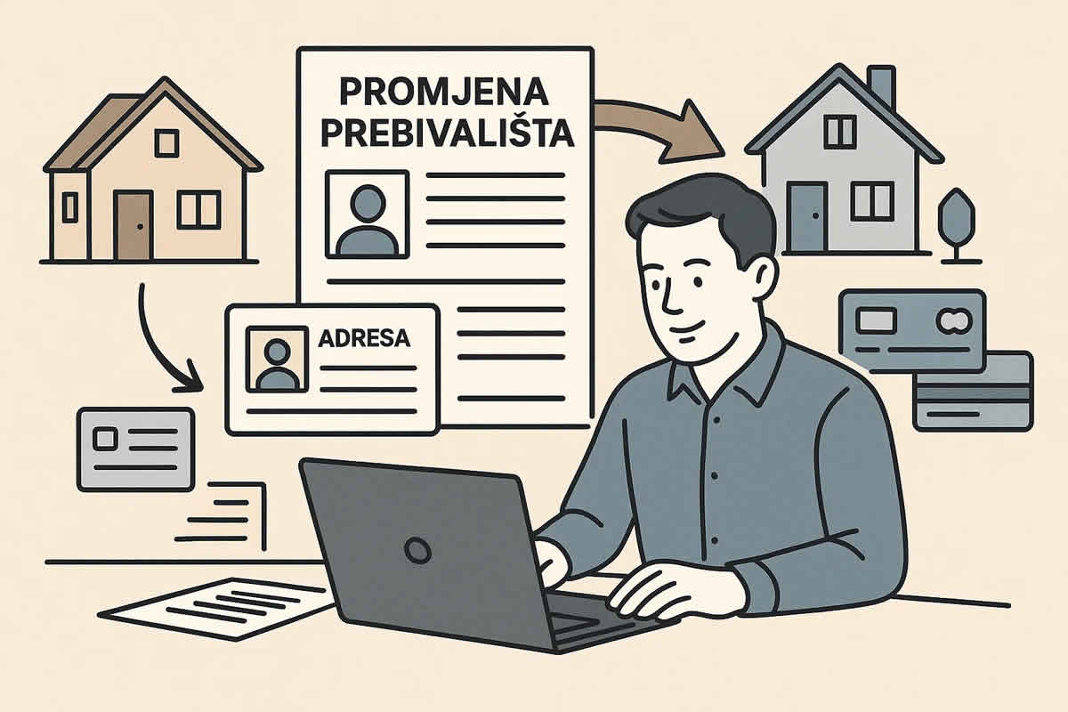 promjena prebivalište cijena dokumenti prijava lična karta kompjuter muškarac