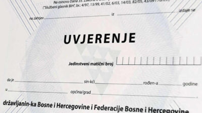 uvjerenje državljanstvo bosna hercegovina dokument cijena taksa pasoš lična karta