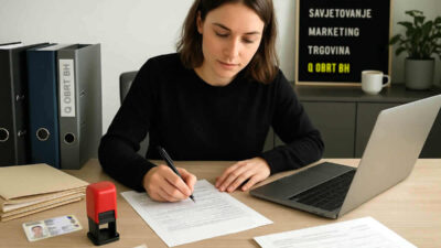 kako otvoriti obrt vodič freelancing fiskalizacija knjigovođa registracija troškovi žena kancelarija