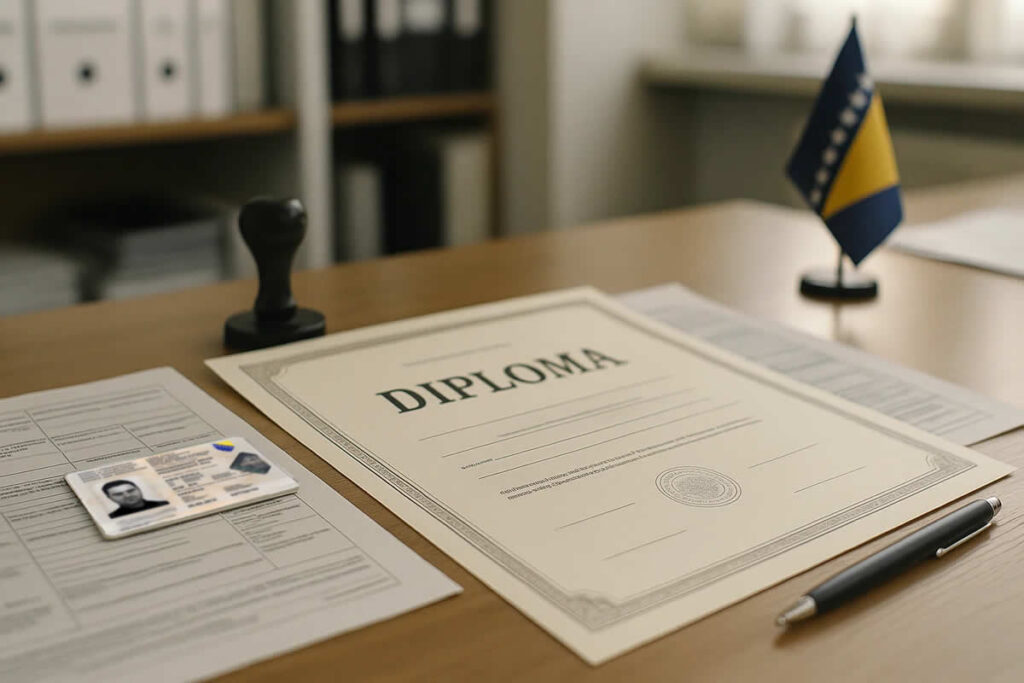 nostrifikacija diplome bih cijena dokumenti apostille ovjera lična karta kancelarija zastava pečat