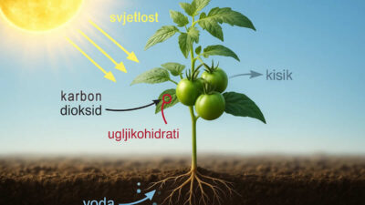 šta je fotosinteza kako funkcioniše učenici početnici karbon-dioksid glukoza kiseonik hlorofil sunce biljka voda dijagram