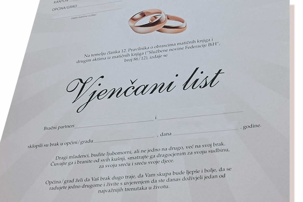 gdje izvaditi vjenčani list vodič online cijena rok matičar apostile ovjera prevod punomoć taksa zahtjev