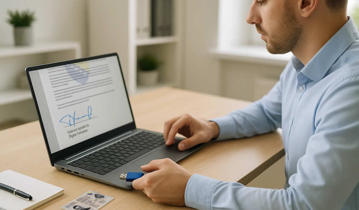 kako dobiti digitalni potpis u bih vodič kvalifikovani certifikat iddeea usb token porezi plaćanja banka aplikacija aktivacija muškarac laptop