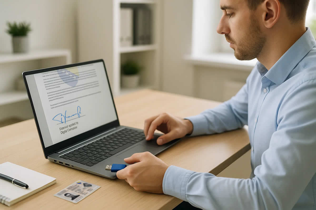 kako dobiti digitalni potpis u bih vodič kvalifikovani certifikat iddeea usb token porezi plaćanja banka aplikacija aktivacija muškarac laptop