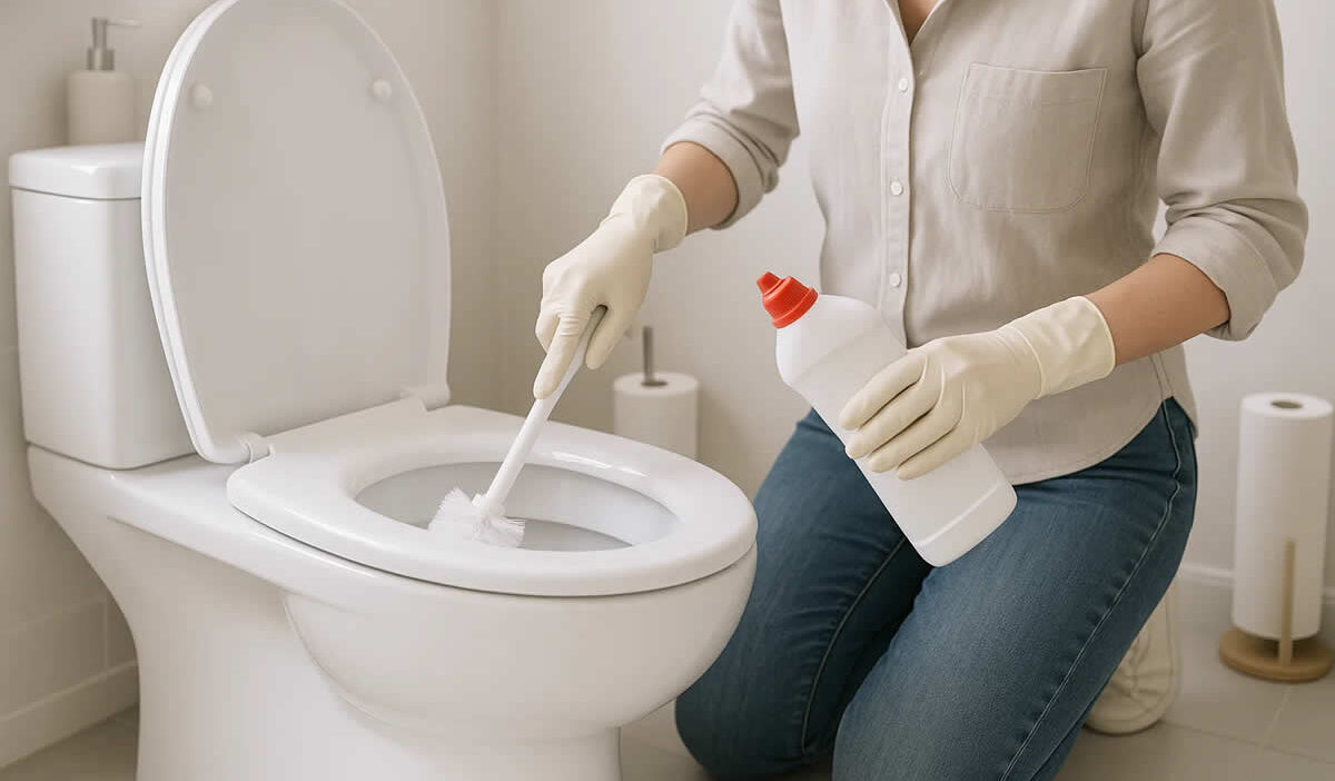 kako očistiti kamenac wc šolji metode ocat soda bikarbona tableta perilica plovućac izbjeljivač limun četka žena kupatilo