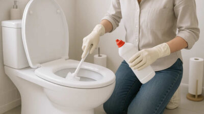 kako očistiti kamenac wc šolji metode ocat soda bikarbona tableta perilica plovućac izbjeljivač limun četka žena kupatilo