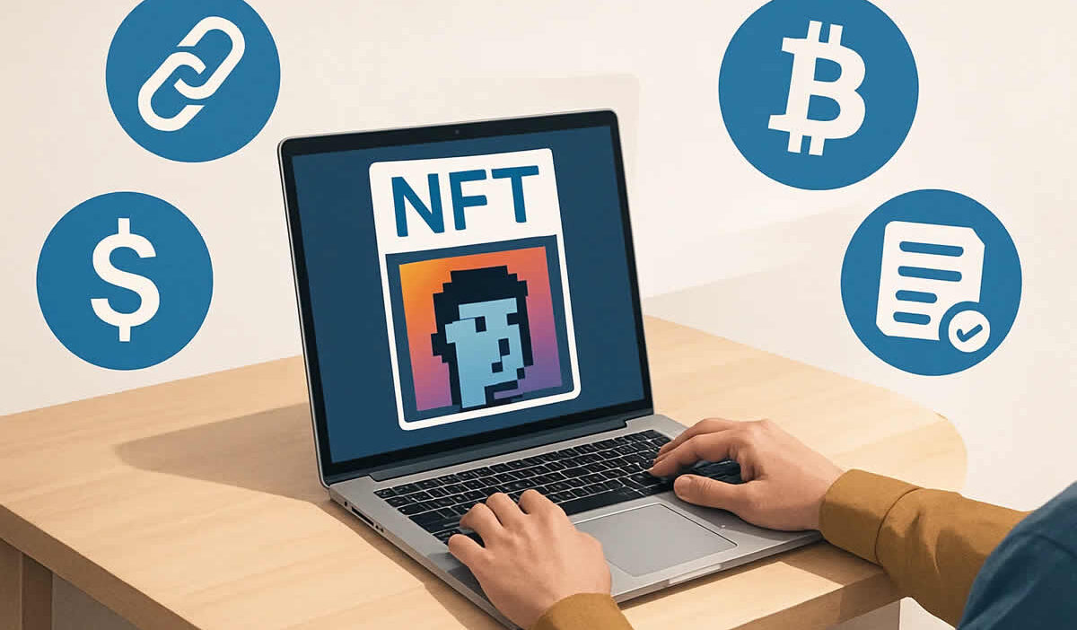 šta je nft značenje primjeri funkcionisanje digitalna umjetnost kripto blockchain ethereum token vrijednost laptop