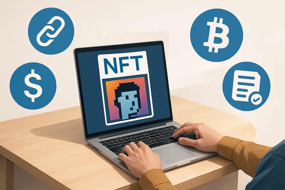 šta je nft značenje primjeri funkcionisanje digitalna umjetnost kripto blockchain ethereum token vrijednost laptop