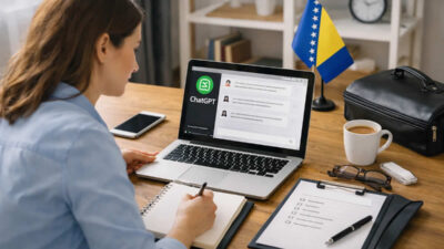 priprema intervjua posao chatgpt prednosti mane zena zastava bih laptop kancelarija